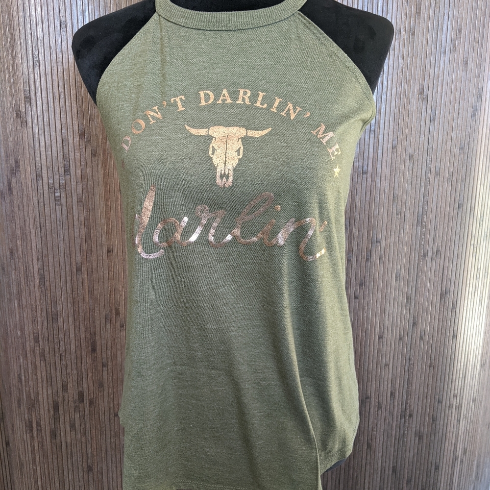 Don't Darlin Me Darlin Tank Top Green Small